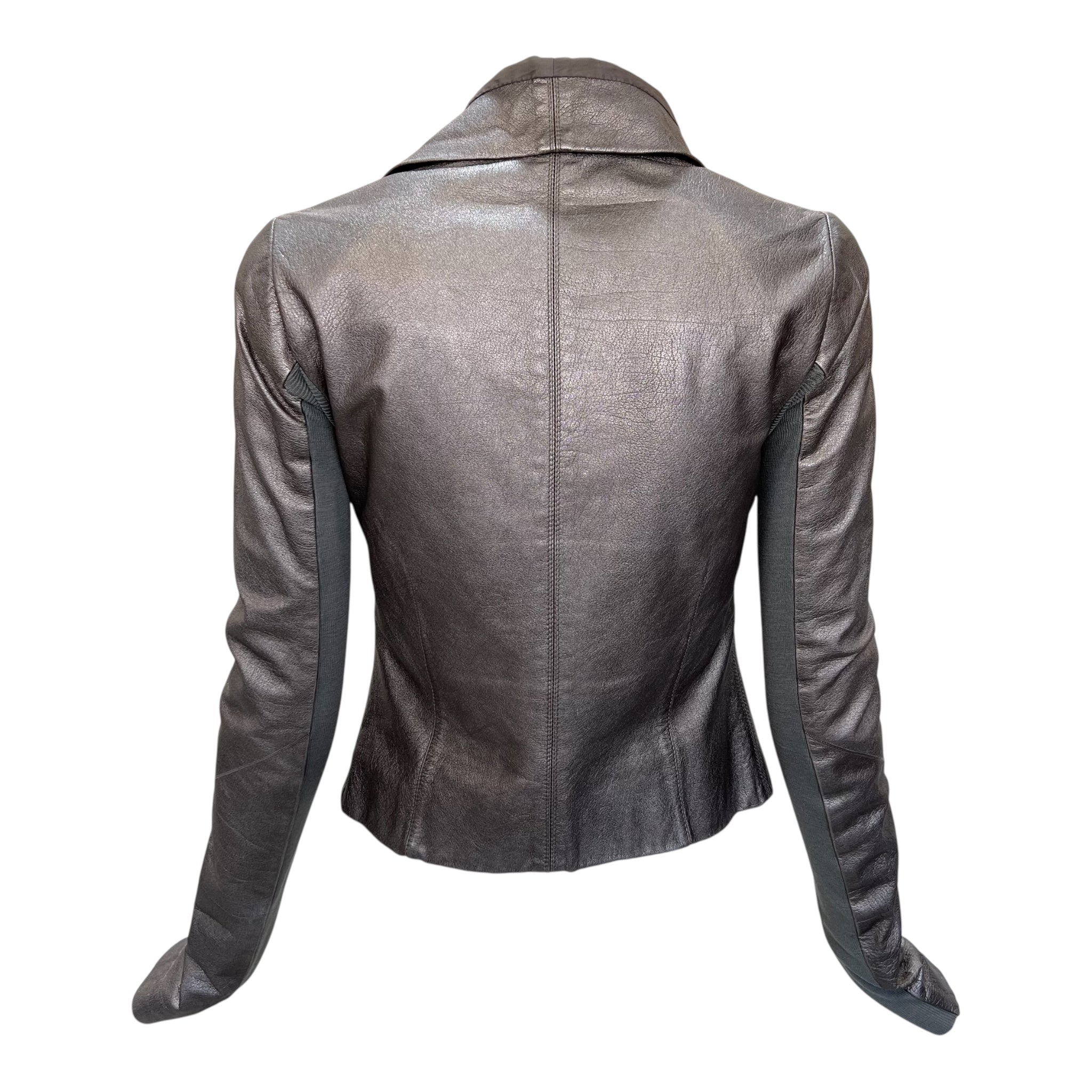 Rick Owens 2020s Metallic Gold Leather Moto Jacket, back