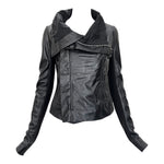 Rick Owens 2020s Black Lambskin Leather Moto Jacket