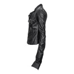 Rick Owens 2020s Black Lambskin Leather Moto Jacket, true side