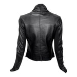 Rick Owens 2020s Black Lambskin Leather Moto Jacket, back