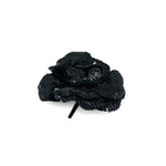 Chanel S/S 1994? Black Sequin Camellia Flower Brooch. flat
