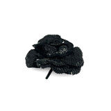 Chanel S/S 1994? Black Sequin Camellia Flower Brooch. flat