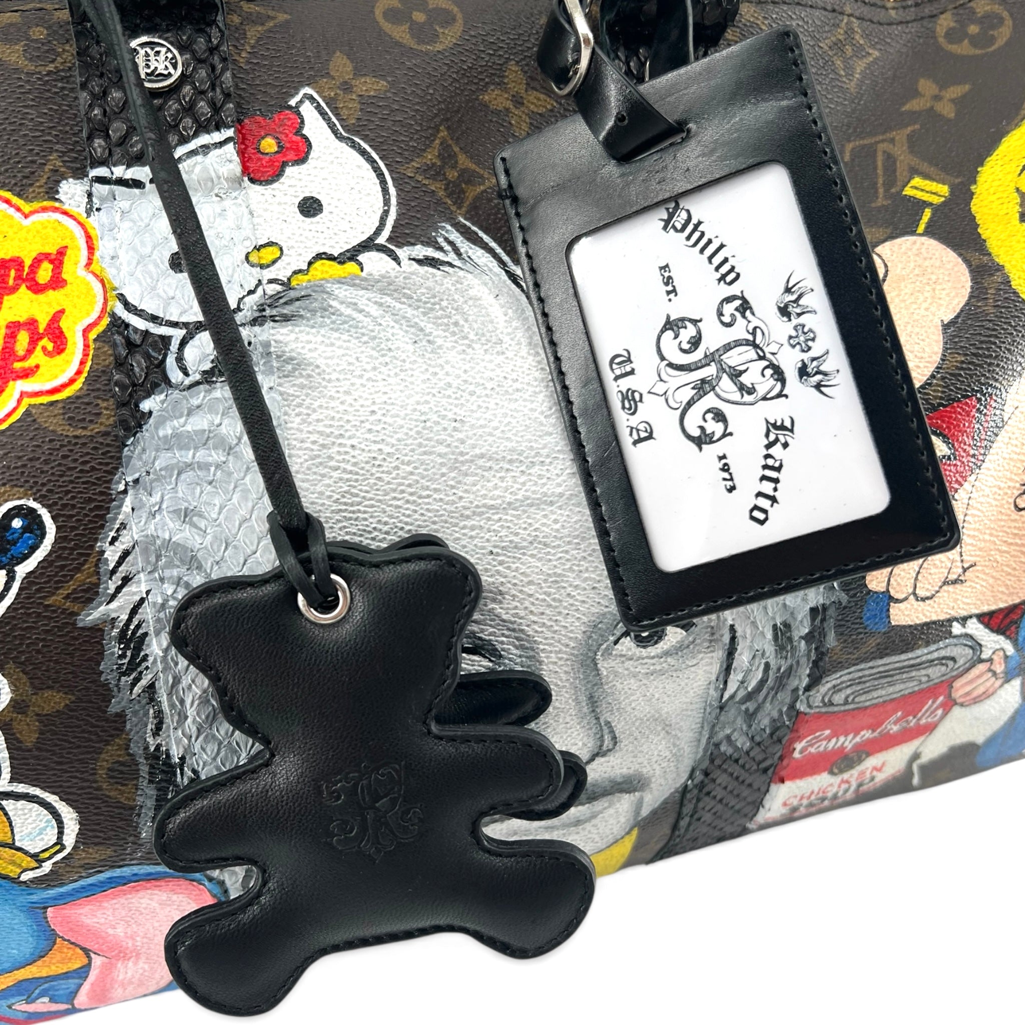 Louis Vuitton x Phillip Karto 2020s Pop Art Painted Monogram Keepall 45, tags