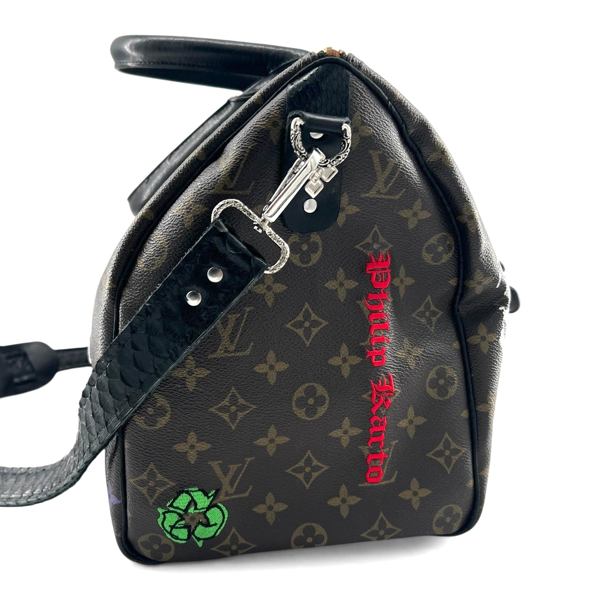 Louis Vuitton x Phillip Karto 2020s Pop Art Painted Monogram Keepall 45, PK side 2