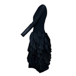 Marsis 1959 Black Crepe Dress w/Diagonal Taffeta Ruffle Skirt , side 4