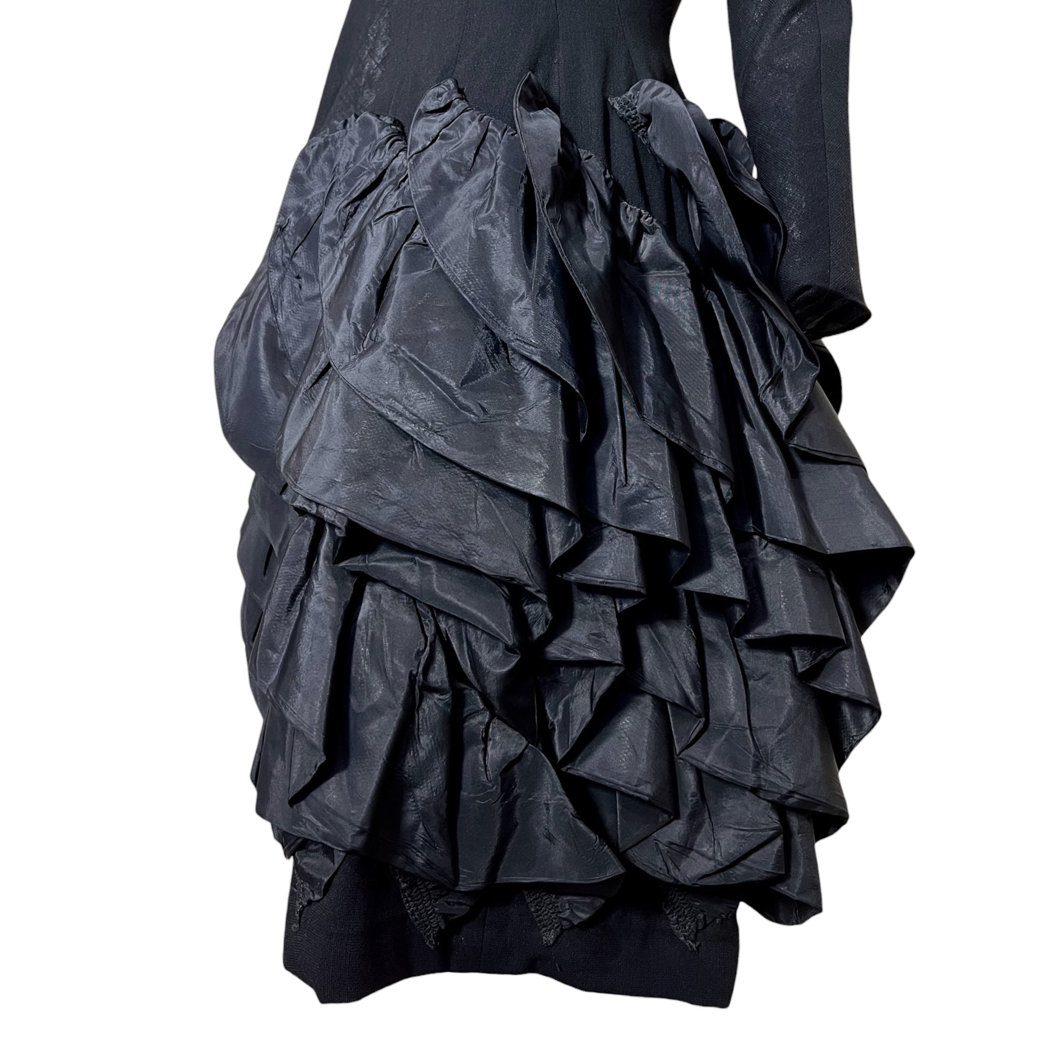 Marsis 1959 Black Crepe Dress w/Diagonal Taffeta Ruffle Skirt , skirt
