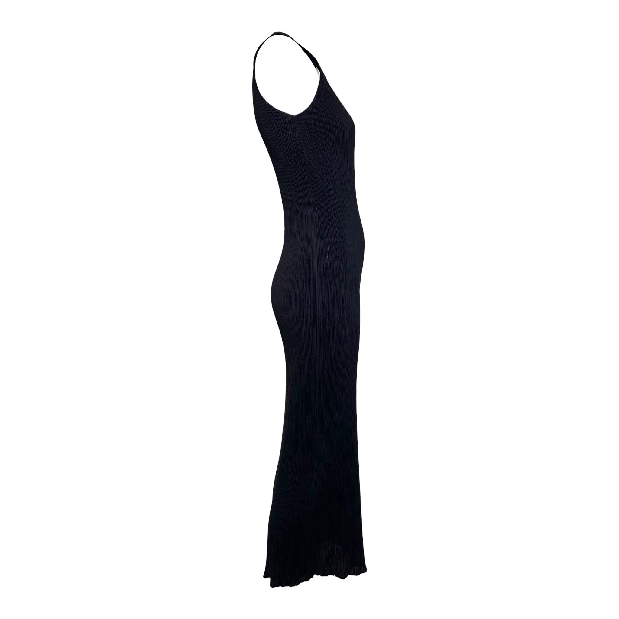 Issey Miyake Late 1990's Black Pleated Column Dress, side