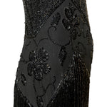 1920's Black Beaded Fringe Flapper Dress, detail