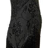 1920's Black Beaded Fringe Flapper Dress, detail