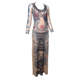 Gaultier S/S 1994 'Les Tatouages' Mesh Tattoo Maxi Dress and Bolero