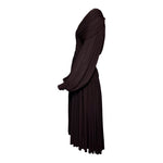 Madame Grès Haute Couture 1940's Brown Hand Smocked Matte Jersey Dress, side