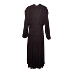 Madame Grès Haute Couture 1940's Brown Hand Smocked Matte Jersey Dress, back