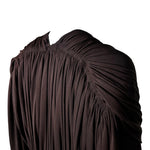 Madame Grès Haute Couture 1940's Brown Hand Smocked Matte Jersey Dress, shoulder