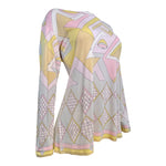 Emilio Pucci 1970's Pastel Geometric Silk Jersey Long Sleeve Tunic Blouse, side