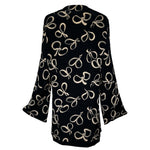 Early 1940's Ribbon Bow Print Black Silk Georgette Jacket, back