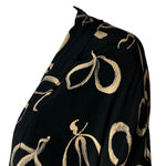 Early 1940's Ribbon Bow Print Black Silk Georgette Jacket, shoulder