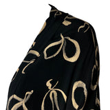 Early 1940's Ribbon Bow Print Black Silk Georgette Jacket, shoulder