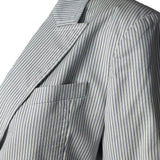 Gucci Cotton Blue Grey Pinstripe Single Button Blazer Jacket, lapel