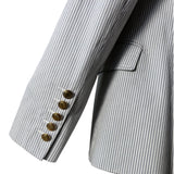 Gucci Cotton Blue Grey Pinstripe Single Button Blazer Jacket, cuff