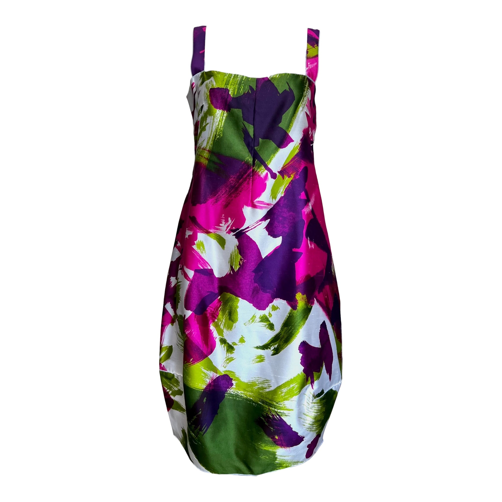 Dolce & Gabbana S/S 2008 Pink and Green Brush Stroke Printed Silk Dress