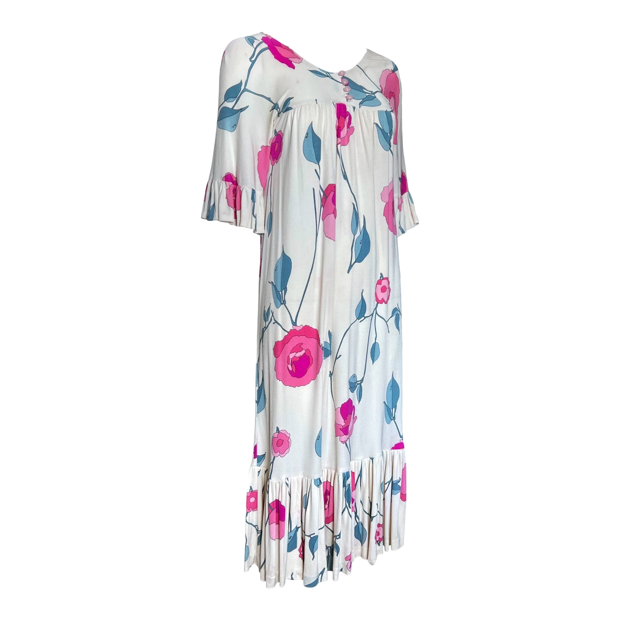 Emilio Pucci 1960's Floral Printed Silk Jersey Babydoll Dress, side