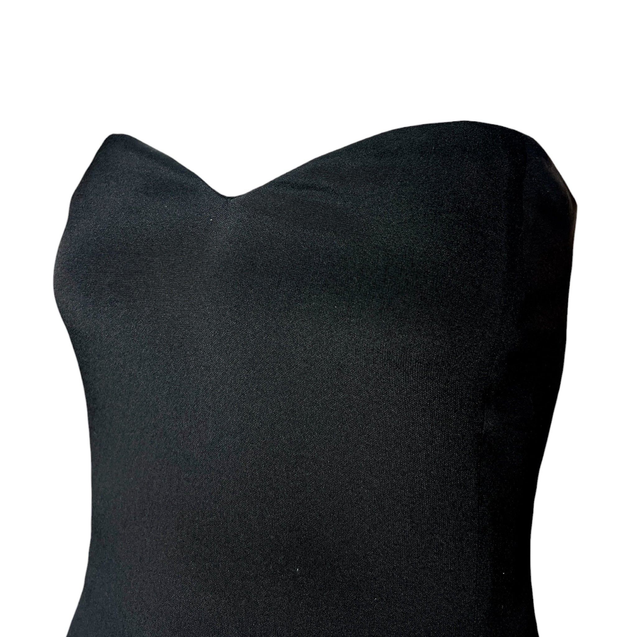 Scherrer Black Strapless Silk Crepe Cocktail Dress, bodice