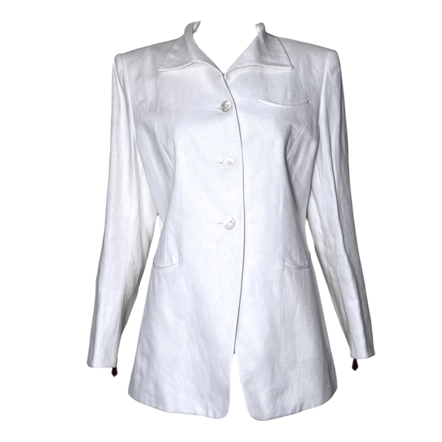 Hermès Late 1970's White Linen Blazer Jacket