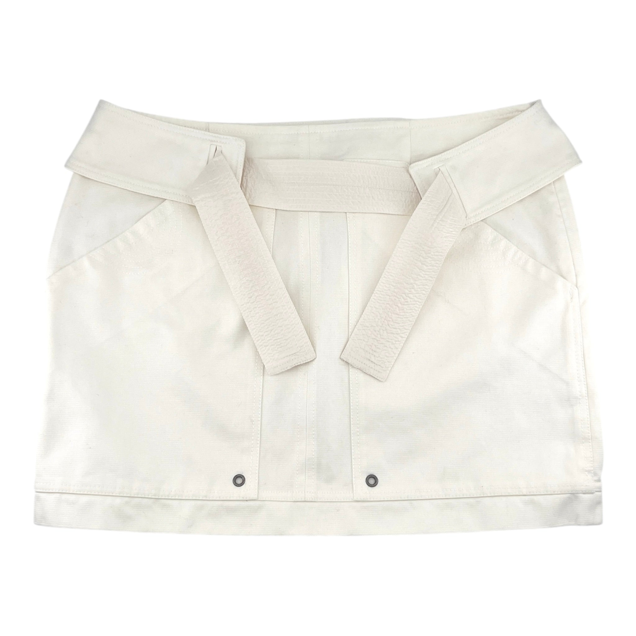 Tom Ford for Gucci S/S 2003 White Belted Utility Mini Skirt, flat with belt