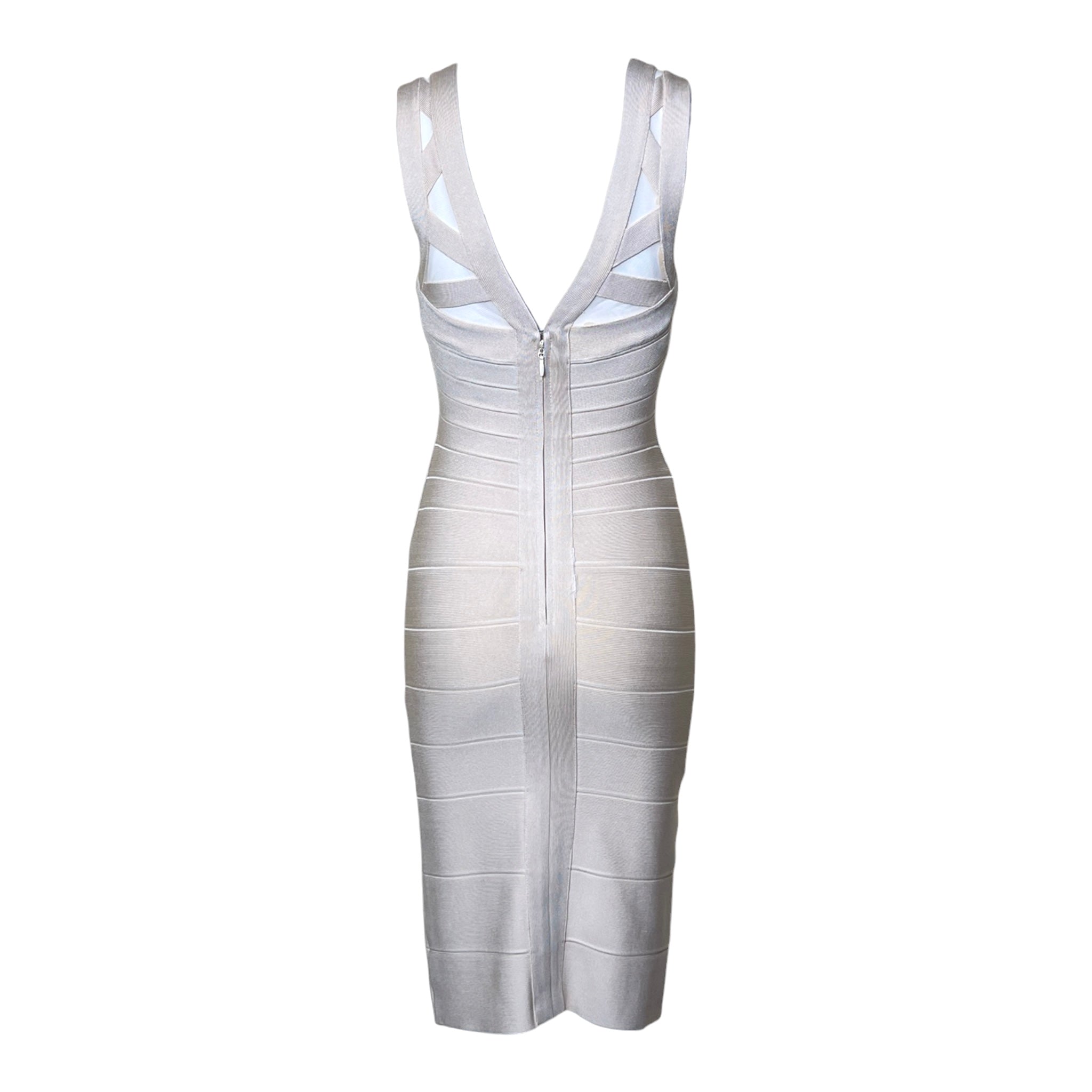 bandage dress beige Slip Lace-up Bandage Dress Beige / Small