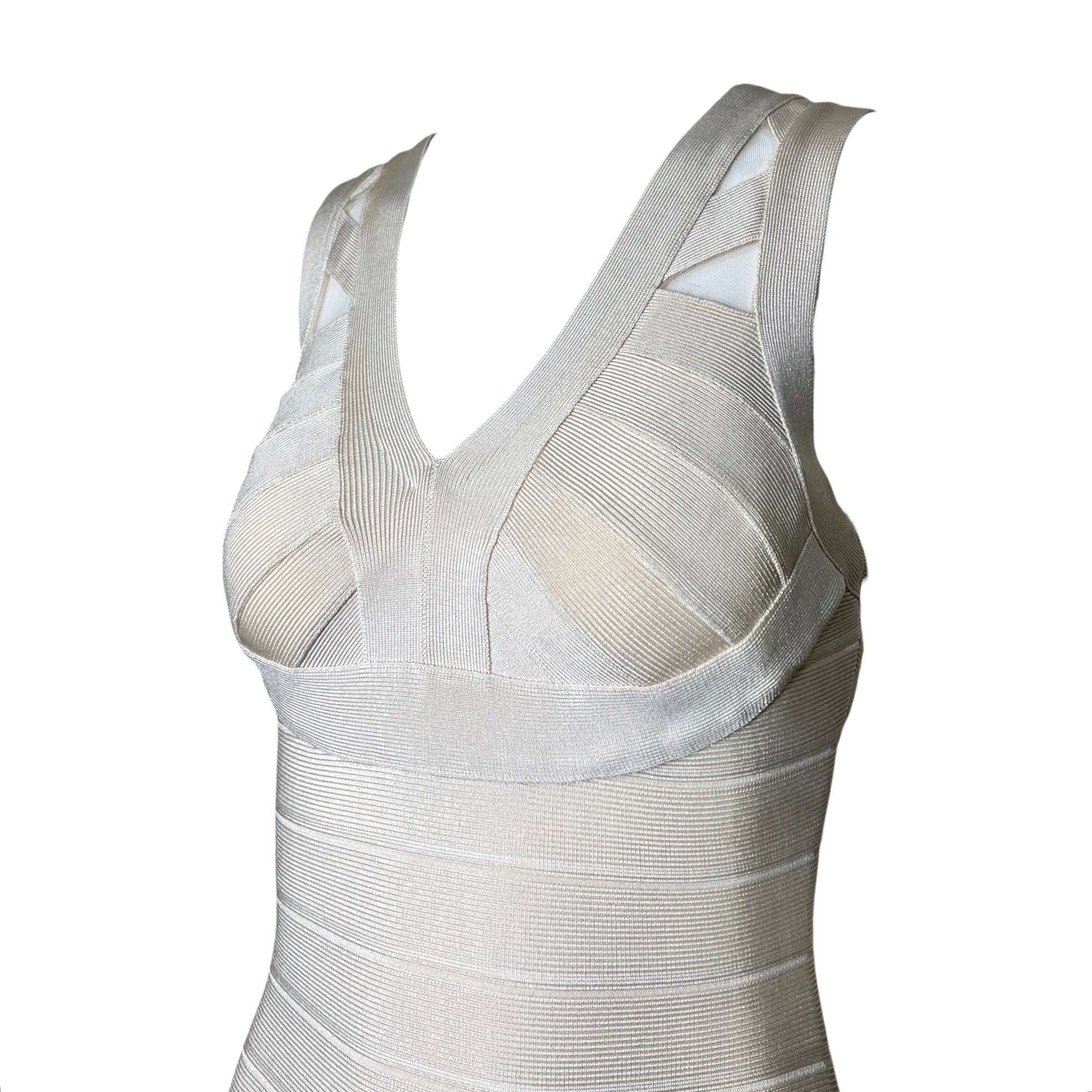 Herve Leger 1990's Pearly Beige Bandage Dress Herve Leger 1990's Pearly Beige Bandage Dress