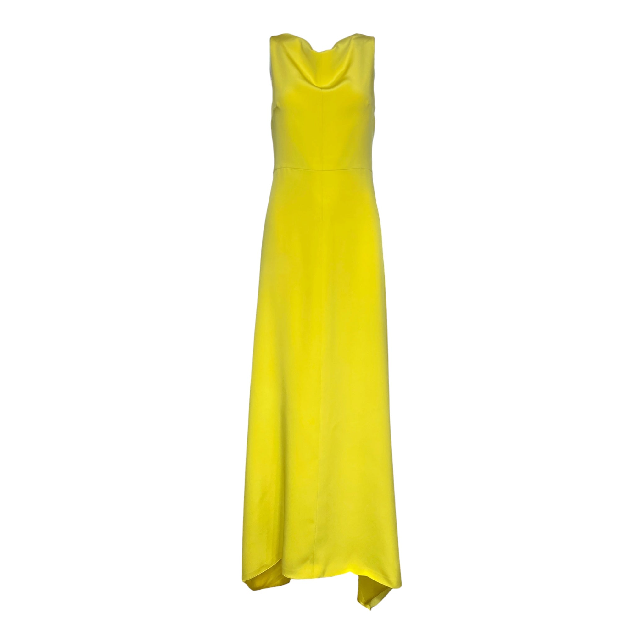 Irene 2000's Yellow Crepe Evening Gown with Train