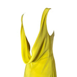 Irene 2000's Yellow Crepe Evening Gown with Train, back side bodice