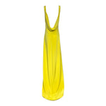 Irene 2000's Yellow Crepe Evening Gown with Train, back