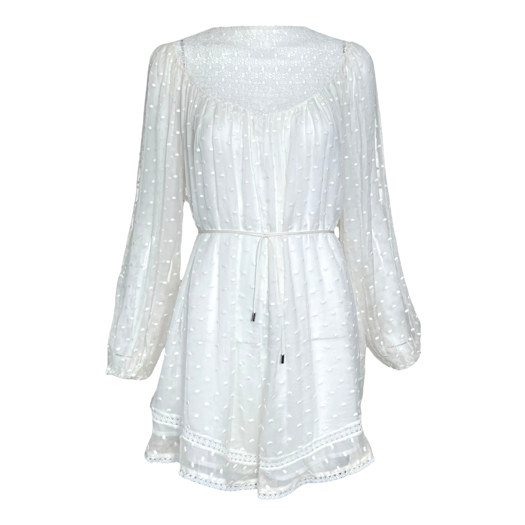 Zimmermann 2016 White Silk Swiss Dot Romper