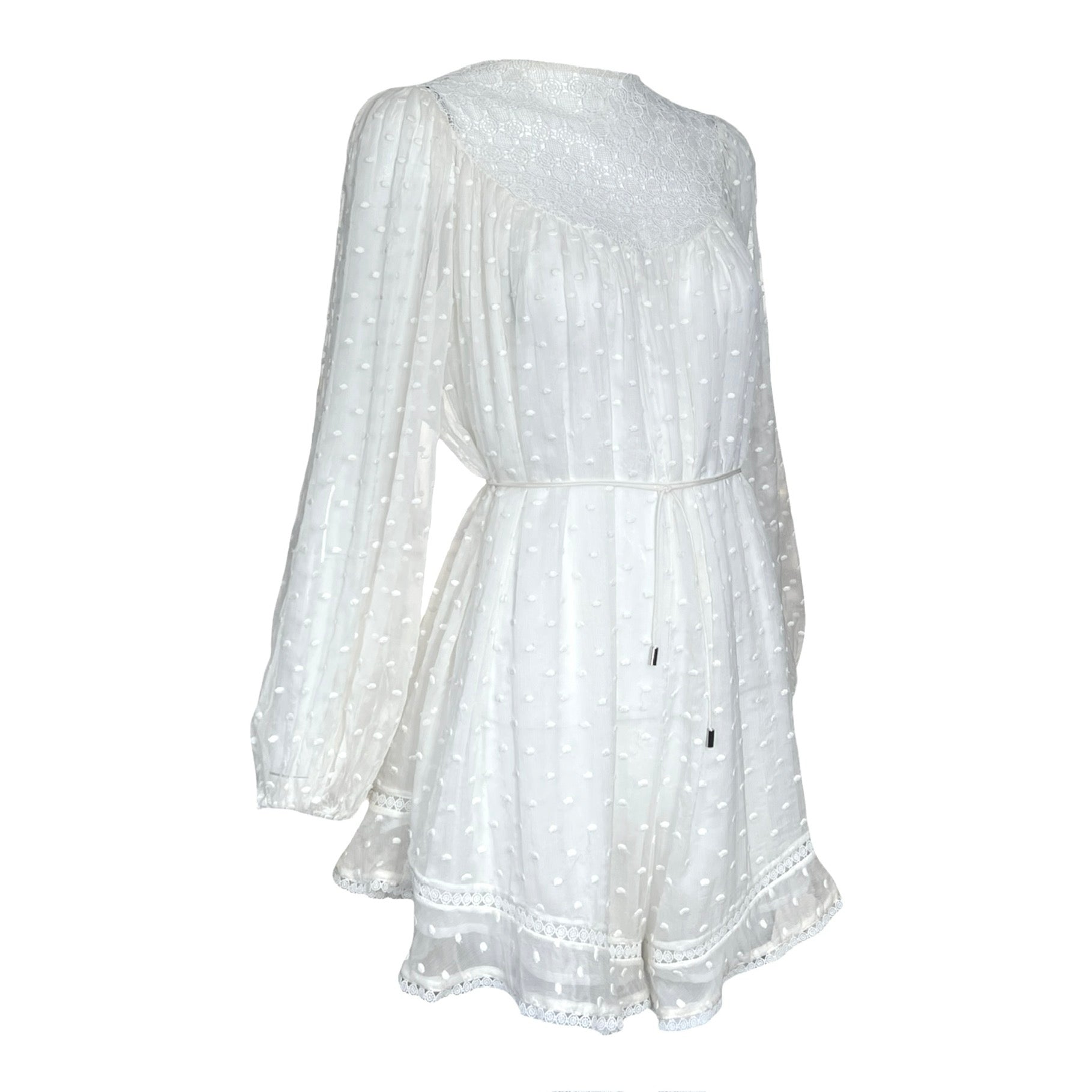 Zimmermann 2016 White Silk Swiss Dot Romper, slight side