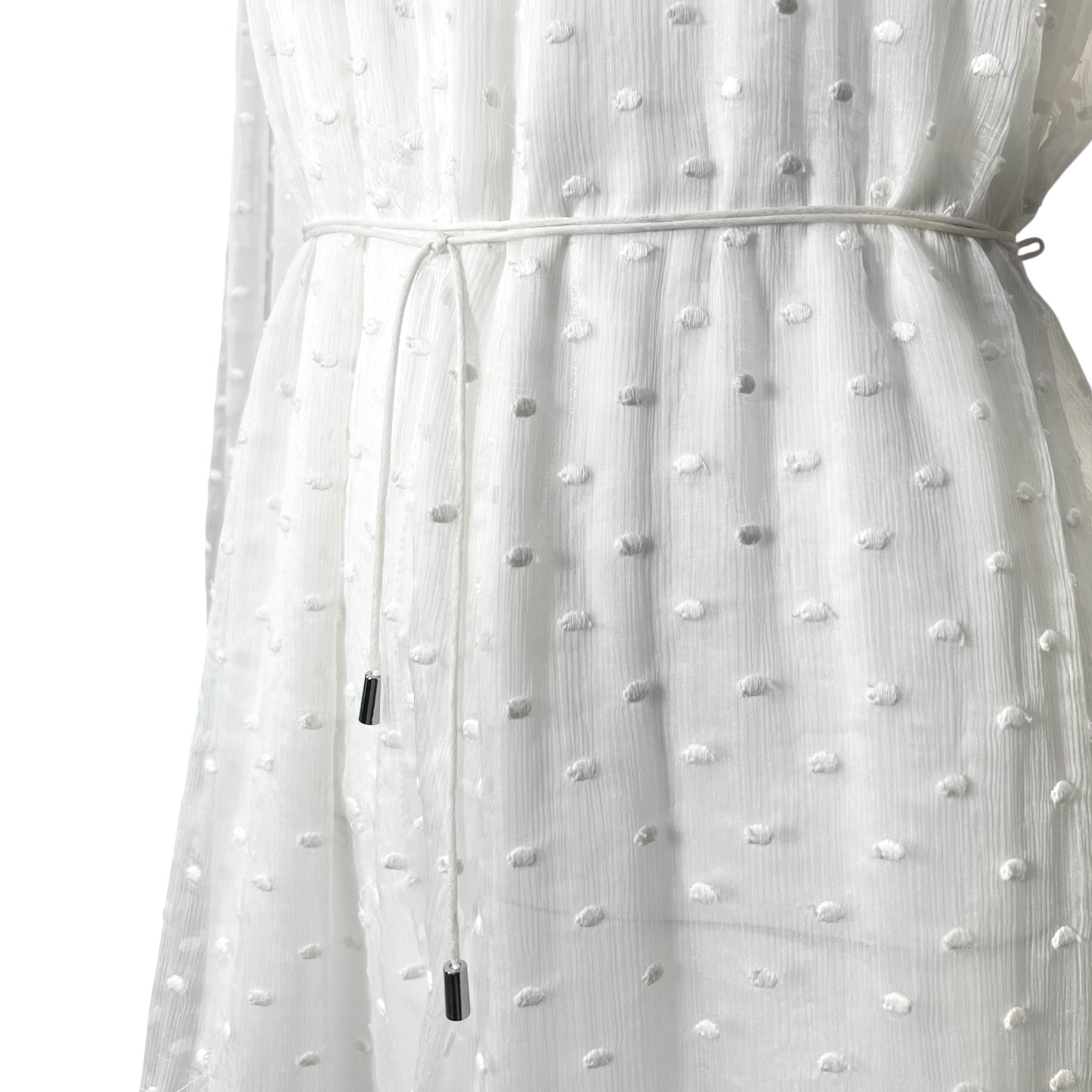 Zimmermann 2016 White Silk Swiss Dot Romper, waist