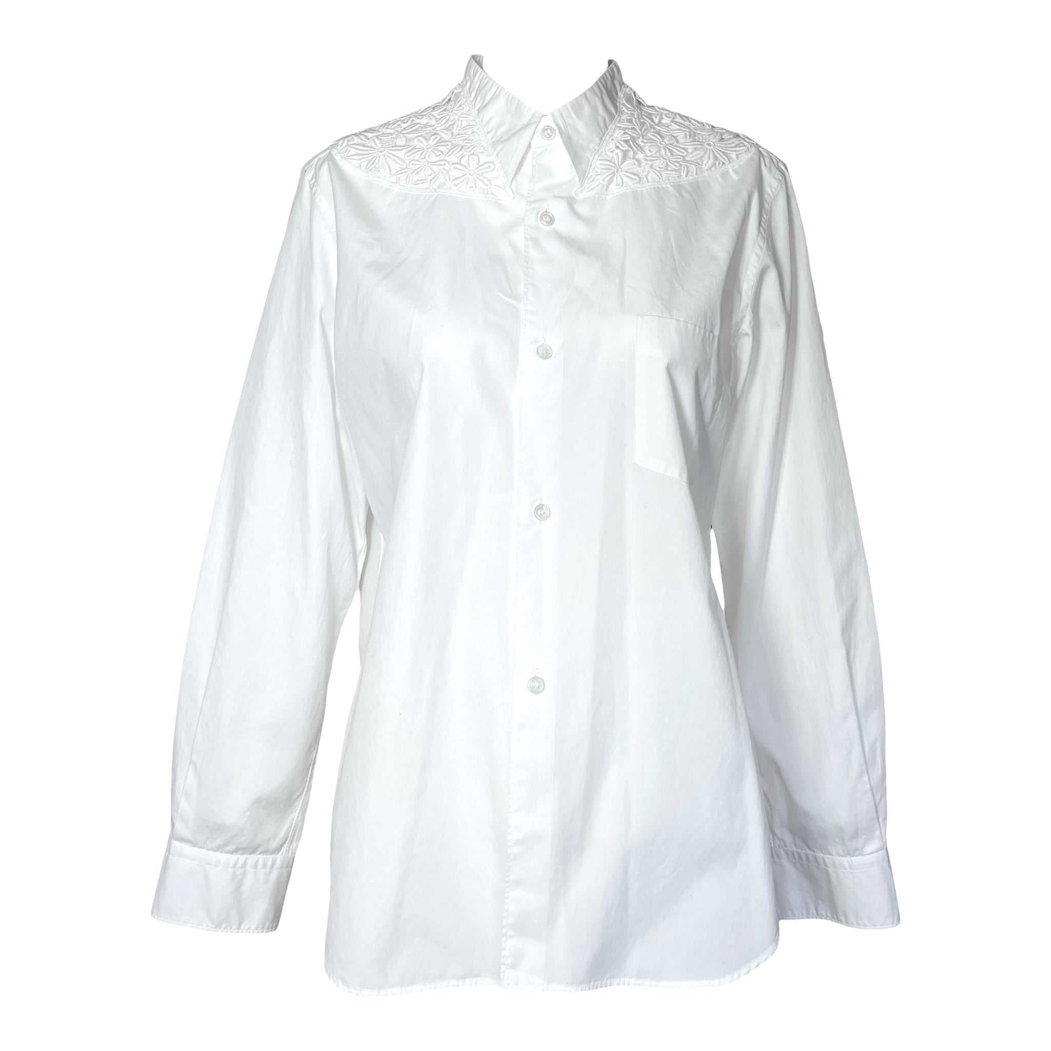Comme des Garçons Y2K åWhite Shirt with Flower Embroidery