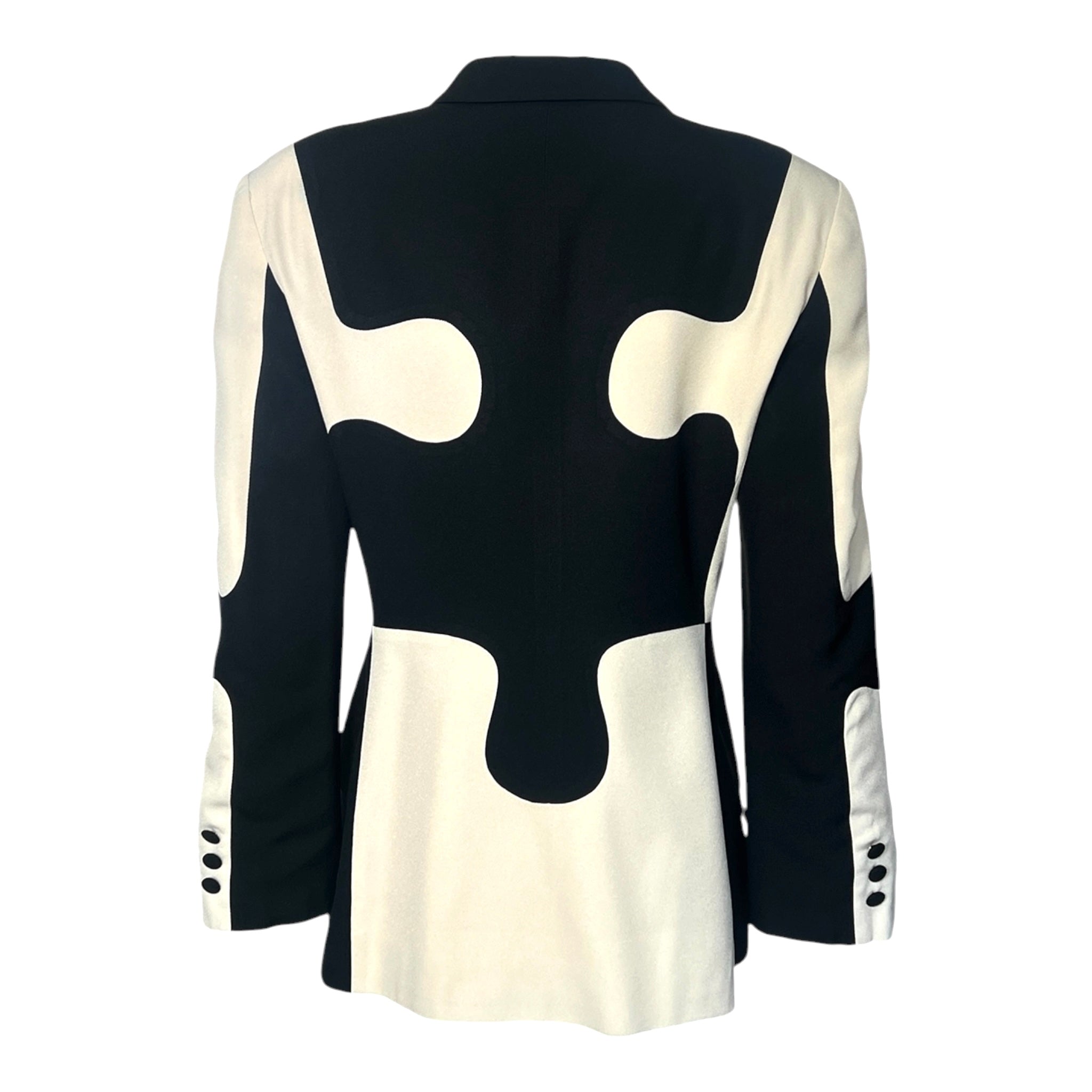 Moschino Cheap & Chic 1990's Two Tone Puzzle Piece Blazer, back