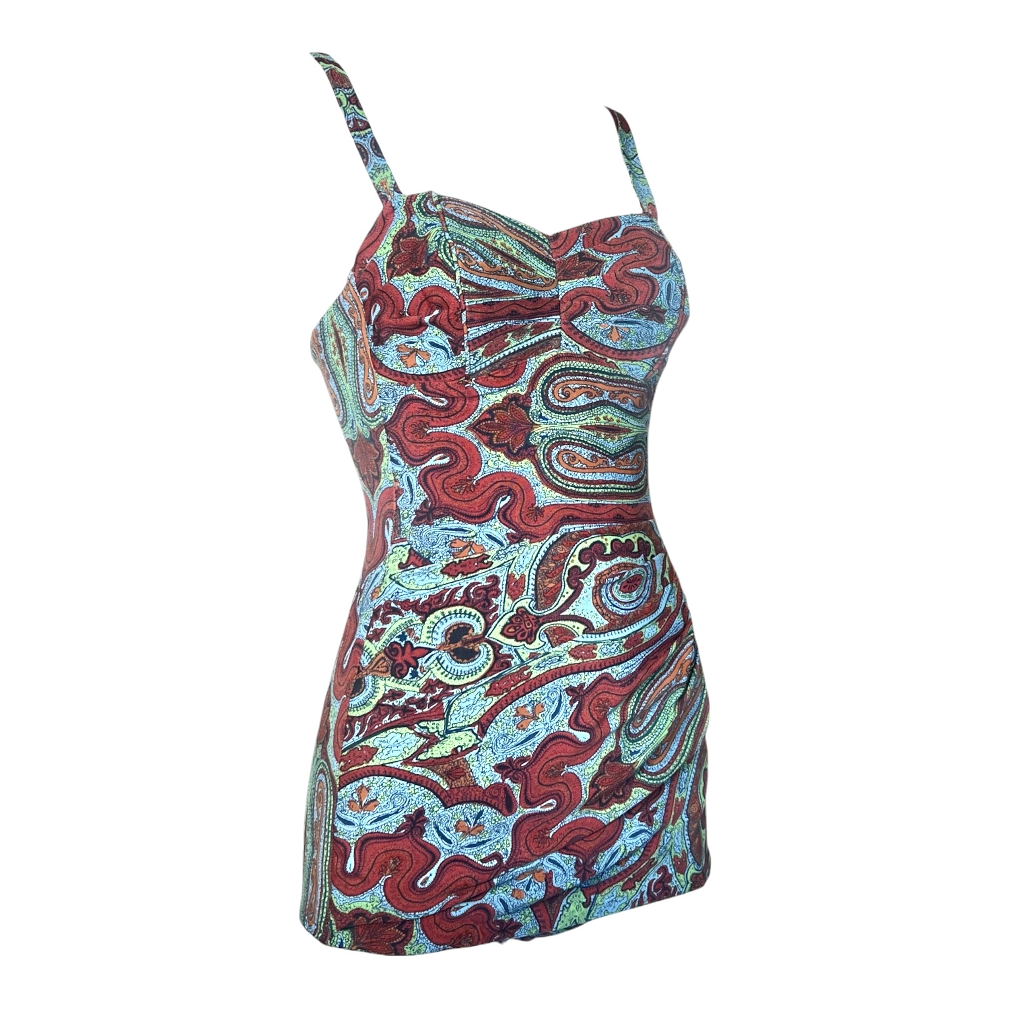 1950's Paisley Pin-Up One Piece Swimsuit, slight side