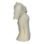 Issey Miyake Y2K Cream Ruffle Collar Plisse Blouse, side 2