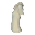 Issey Miyake Y2K Cream Ruffle Collar Plisse Blouse, side