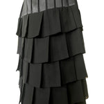 Galanos 1984 Black Silk Tiered Gown with Decorative Hip Flower, tiers