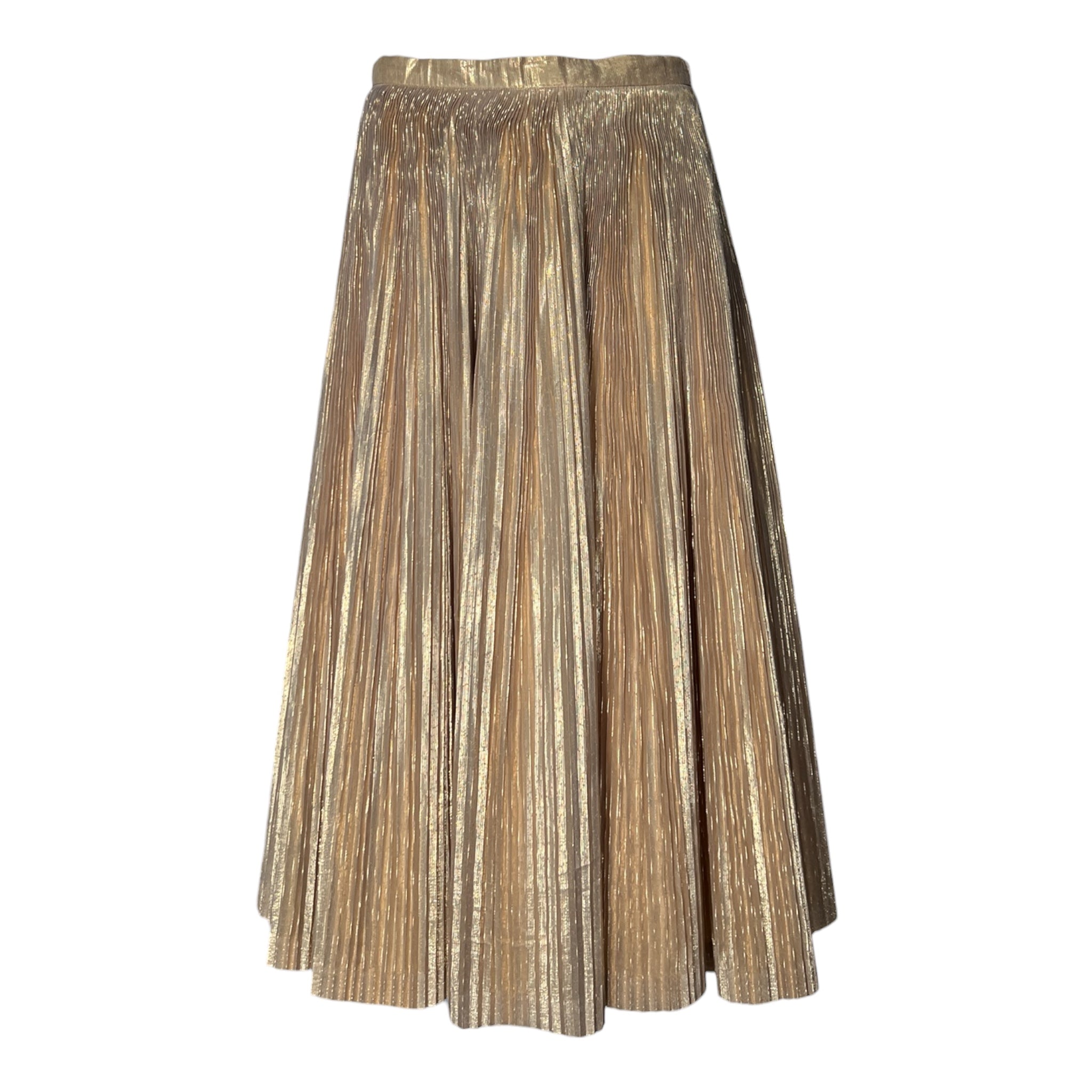 Anita Bari 1950's Rare Gold Lame Pleated Midi Skirt
