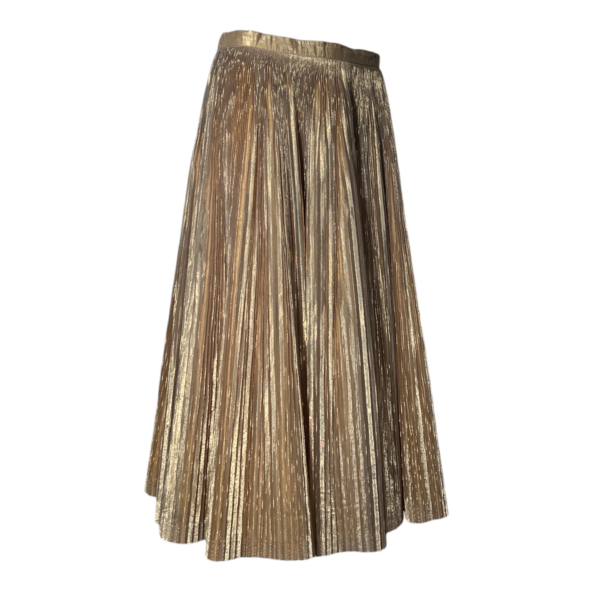 Anita Bari 1950's Rare Gold Lame Pleated Midi Skirt, slight side