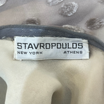 Stavropoulos 1970's Grey Devore Velvet Polkadot and Silk Gown, label