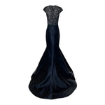 Lorena Sarbu Black Lacey Plunging Neckline Gown with Train, back