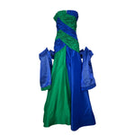 Scaasi 1987 Blue and Green Taffeta Strapless Gown with Stole with stole
