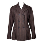 Issey Miyake Y2K Brown Top Stitched Striped Double Breasted Jacket