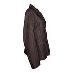 Issey Miyake Y2K Brown Top Stitched Striped Double Breasted Jacket,side