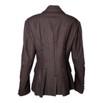 Issey Miyake Y2K Brown Top Stitched Striped Double Breasted Jacket, back
